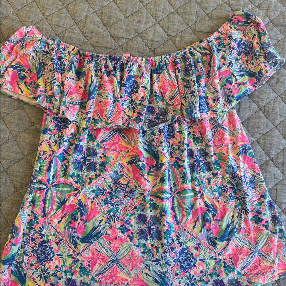 Lilly Pulitzer Colorful Off-Shoulder Blouse